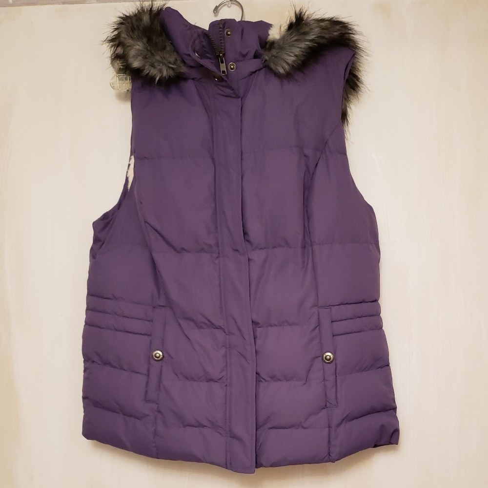 GreenTea Sherpa Puffer Vest W/ Faux Fur Trim